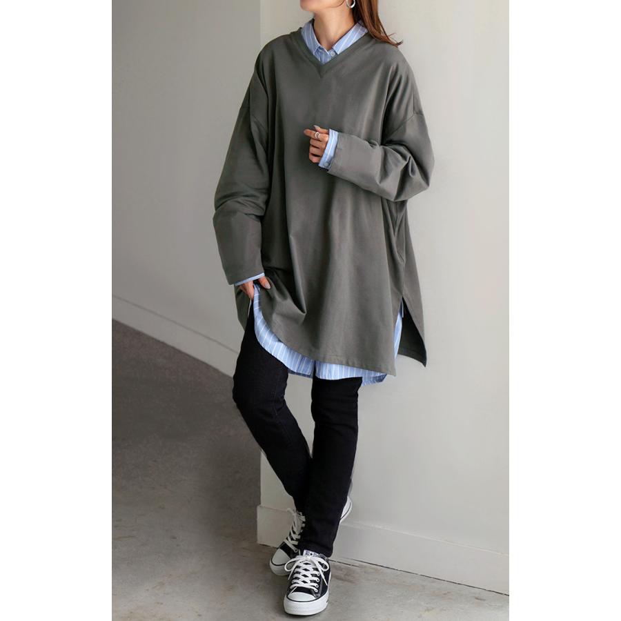 ロンT 選べる ネック 綿100％ レディース トップス 長袖 Tシャツ ロング ストレッチ カットソー ジャージー | HUG.U | 24