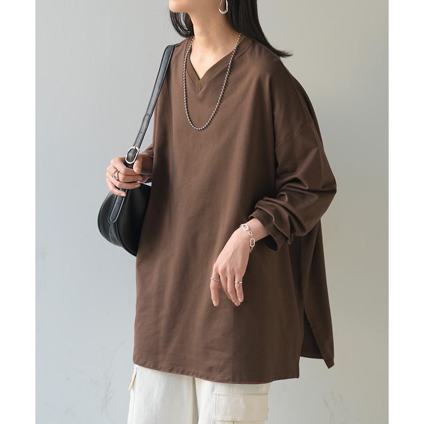 ロンT 選べる ネック 綿100％ レディース トップス 長袖 Tシャツ ロング ストレッチ カットソー ジャージー | HUG.U | 26