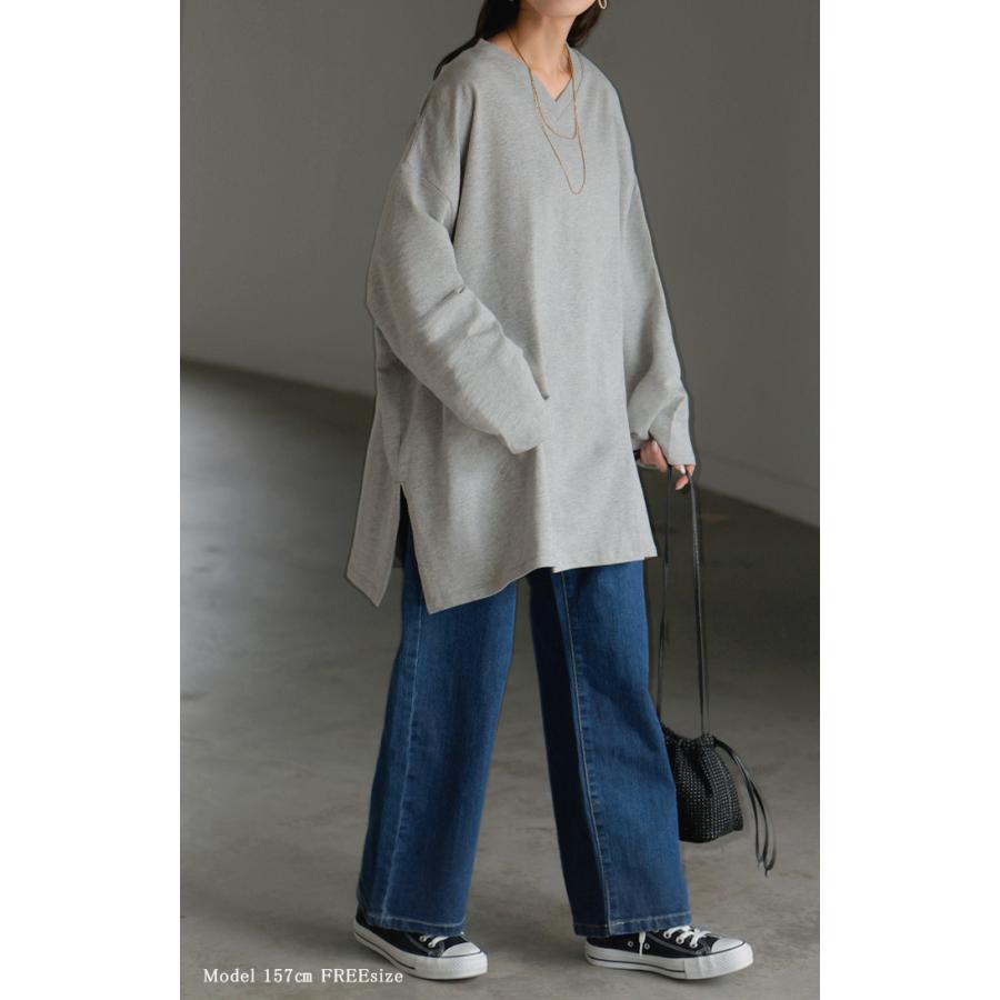 ロンT 選べる ネック 綿100％ レディース トップス 長袖 Tシャツ ロング ストレッチ カットソー ジャージー | HUG.U | 10