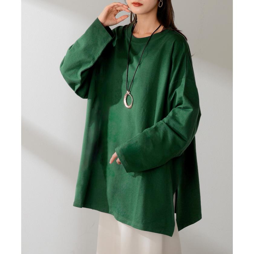 ロンT 選べる ネック 綿100％ レディース トップス 長袖 Tシャツ ロング ストレッチ カットソー ジャージー | HUG.U | 11