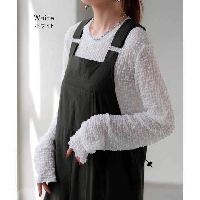 シアートップス レイヤード レース トップス レディース 柄 シアー シースルー シアーインナー インナー ハイネック 無地 長袖 薄手 ロング メッシュ きれいめ | HUG.U | 17