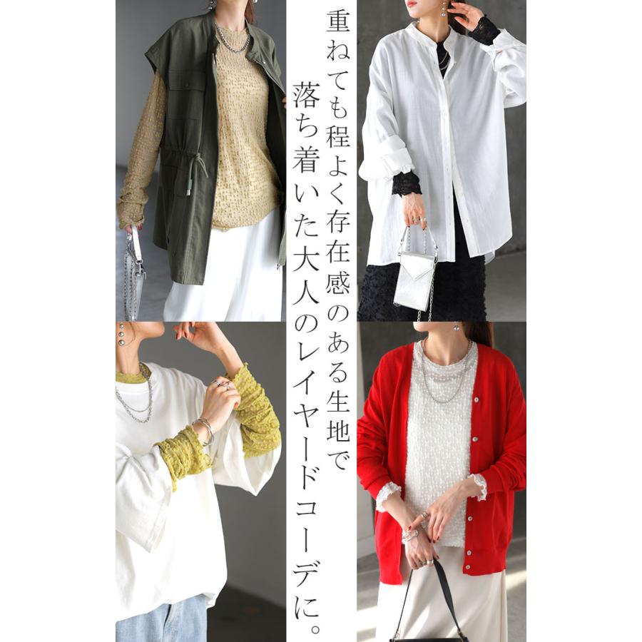 シアートップス レイヤード レース トップス レディース 柄 シアー シースルー シアーインナー インナー ハイネック 無地 長袖 薄手 ロング メッシュ きれいめ | HUG.U | 20