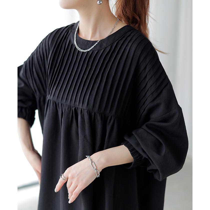 ブラウス 前後2WAY ノーカラー シャツ トップス レディース バンドカラー ロング ロングシャツ チュニック | HUG.U | 19