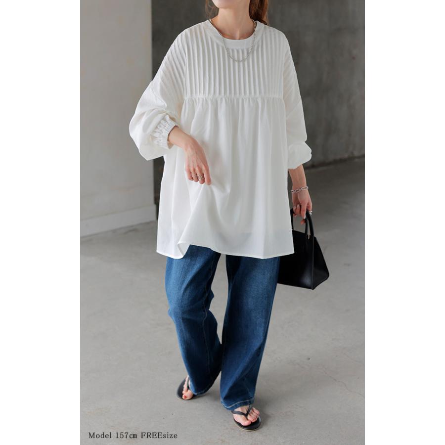 ブラウス 前後2WAY ノーカラー シャツ トップス レディース バンドカラー ロング ロングシャツ チュニック | HUG.U | 21