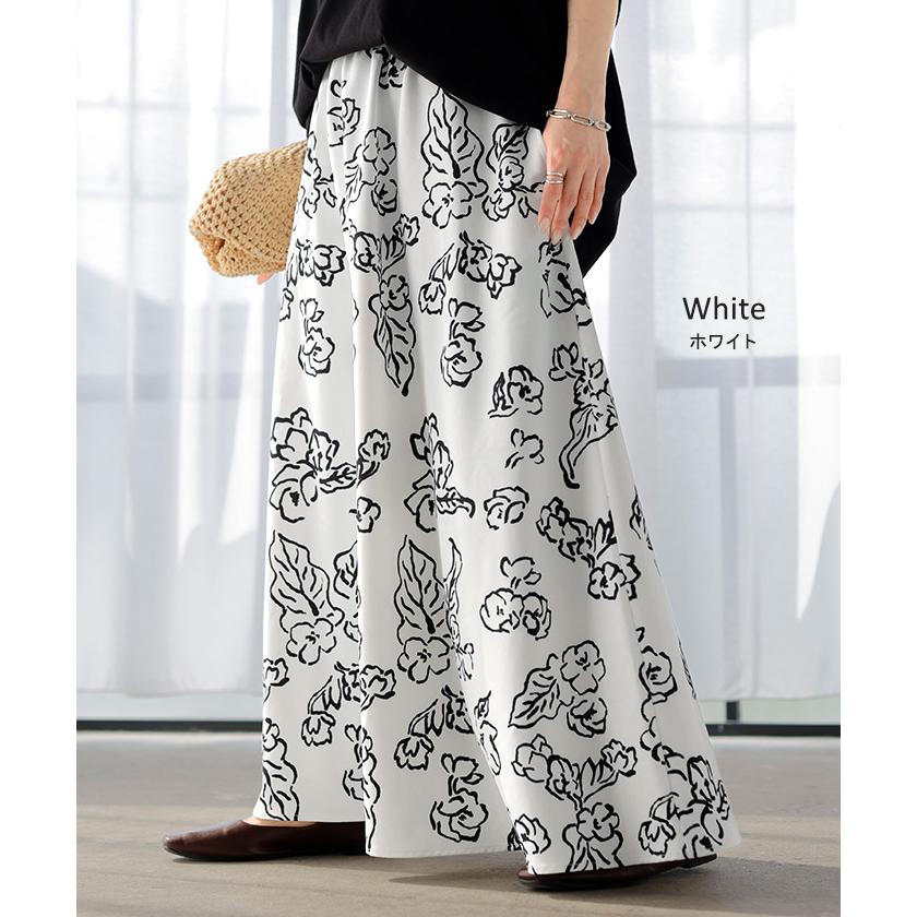 yukiemon ベア部屋柄　ロングフレアスカート HUG.U スカート 柄 ロング Aライン レディース ロングスカート