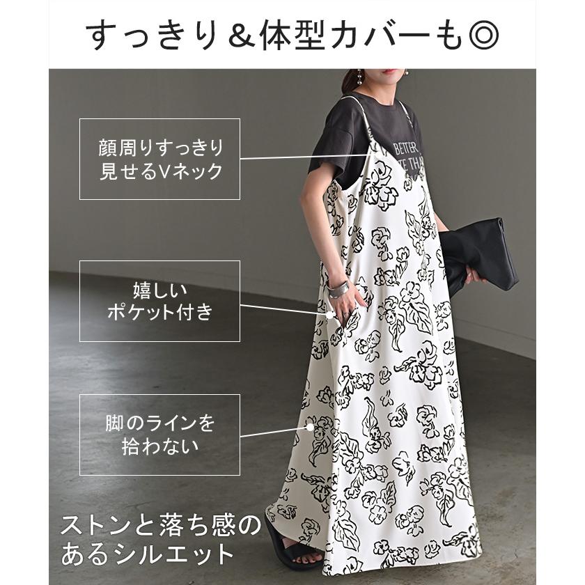ワンピース 柄 ロング ワンピ キャミワンピ レディース キャミソールワンピース ロングワンピース Aライン マキシ マキシワンピース ロングワンピ ノースリーブ | HUG.U | 14