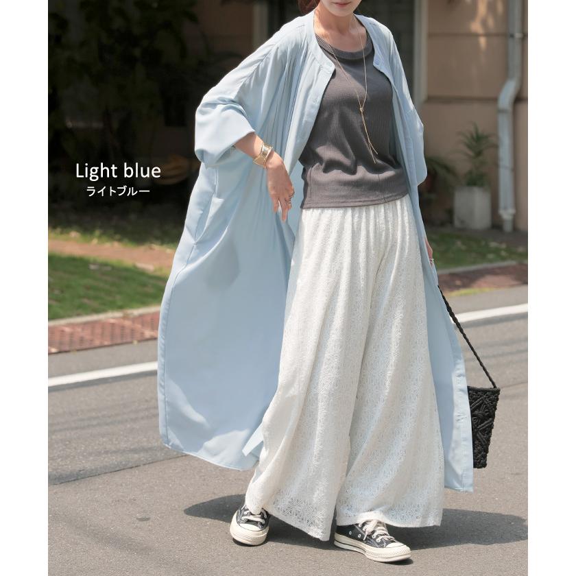 ワンピース シャツ シャツワンピース ノーカラー シャツワンピ レディース シワになりにくい ロング ロングワンピース | HUG.U | 16