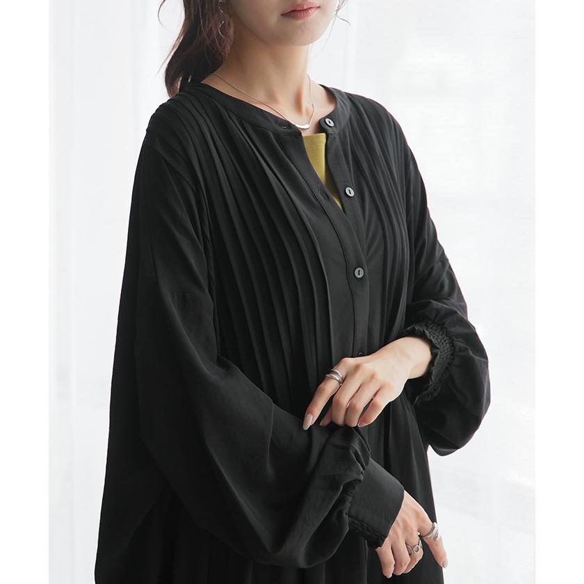 HUG.U ワンピース シャツ シャツワンピース ノーカラー シャツ