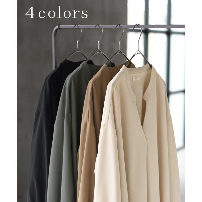 シャツ バックプリーツ ブラウス レディース トップス ロング ロングシャツ プルオーバー スキッパー プリーツ ボリュームスリーブ チュニック | HUG.U | 13