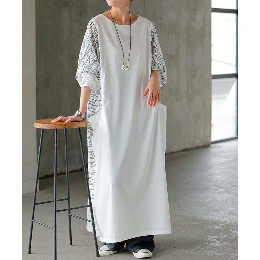 ワンピース ロング Tシャツ アート ワンピ レディース ロングワンピース カットソー Aライン マキシ | HUG.U | 04