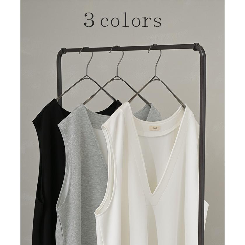 ワンピース 超伸び 深V サロペット ポンチ ワンピ レディース ロング ロングワンピース 半袖 マキシ Vネック ノースリーブ レイヤード ジャンパースカート | HUG.U | 13