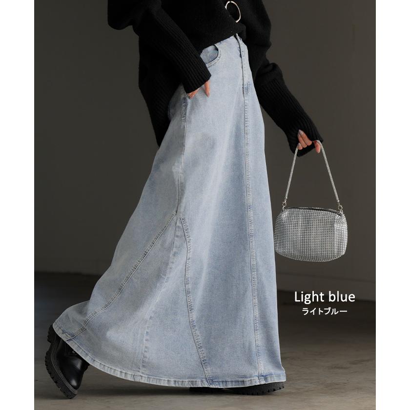 スカート デニム ロング デニムスカート Aライン レディース ロングスカート ボトムス ボトム フレア フレアスカート | HUG.U | 16