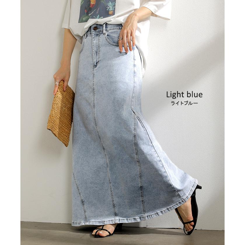 スカート デニム ロング デニムスカート Aライン レディース ロングスカート ボトムス ボトム フレア フレアスカート | HUG.U | 16