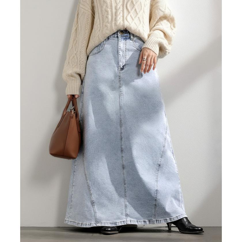 スカート デニム ロング デニムスカート Aライン レディース ロングスカート ボトムス ボトム フレア フレアスカート | HUG.U | 07