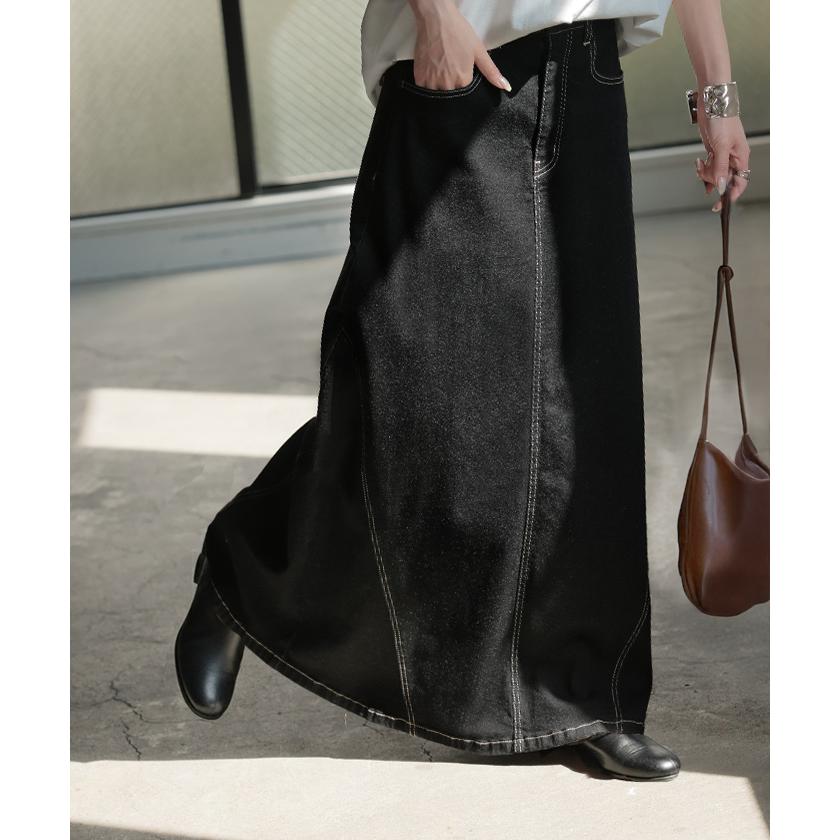 スカート デニム ロング デニムスカート Aライン レディース ロングスカート ボトムス ボトム フレア フレアスカート | HUG.U | 11