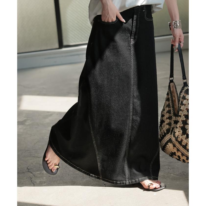 スカート デニム ロング デニムスカート Aライン レディース ロングスカート ボトムス ボトム フレア フレアスカート | HUG.U | 11