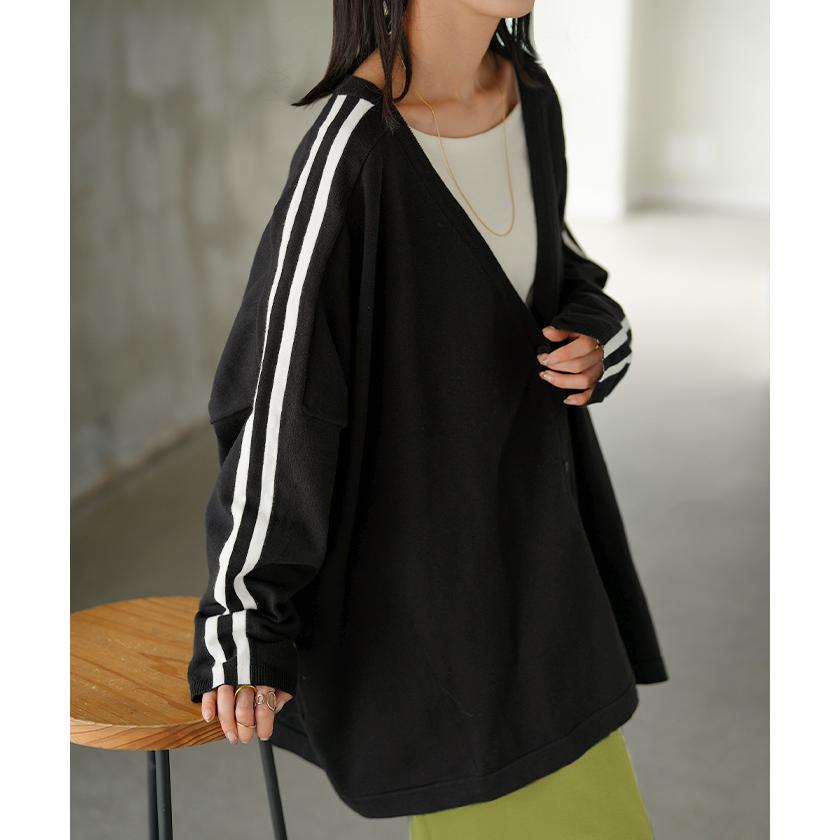 カーディガン ニット ライン ロング レディース カーデ トップス セーター オーバー プルオーバー ニットカーディガン 長袖 長い Vネック | HUG.U | 16