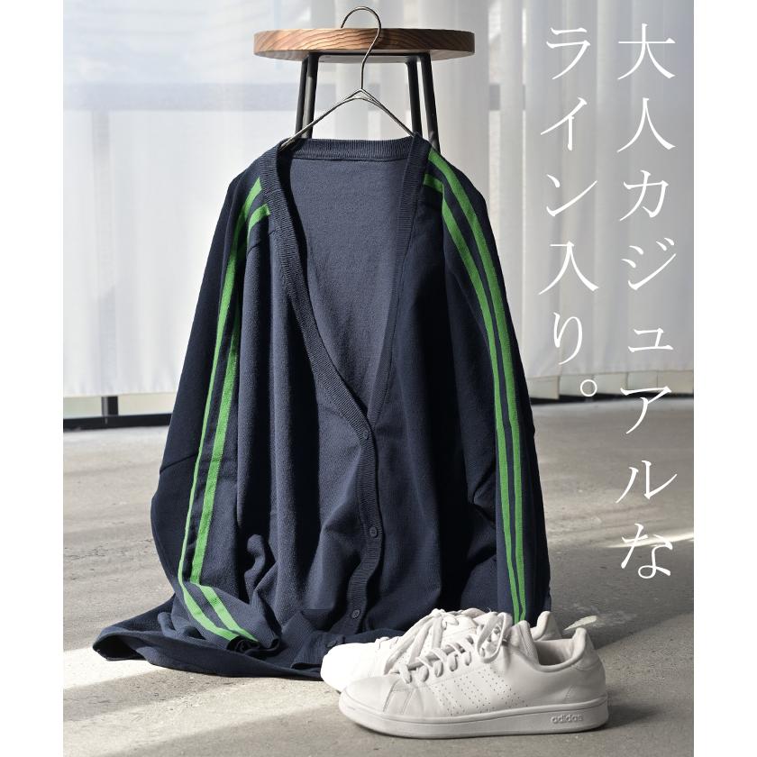 カーディガン ニット ライン ロング レディース カーデ トップス セーター オーバー プルオーバー ニットカーディガン 長袖 長い Vネック | HUG.U | 04