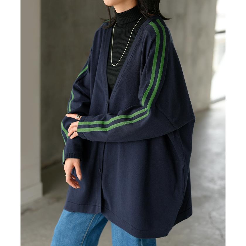 カーディガン ニット ライン ロング レディース カーデ トップス セーター オーバー プルオーバー ニットカーディガン 長袖 長い Vネック | HUG.U | 06