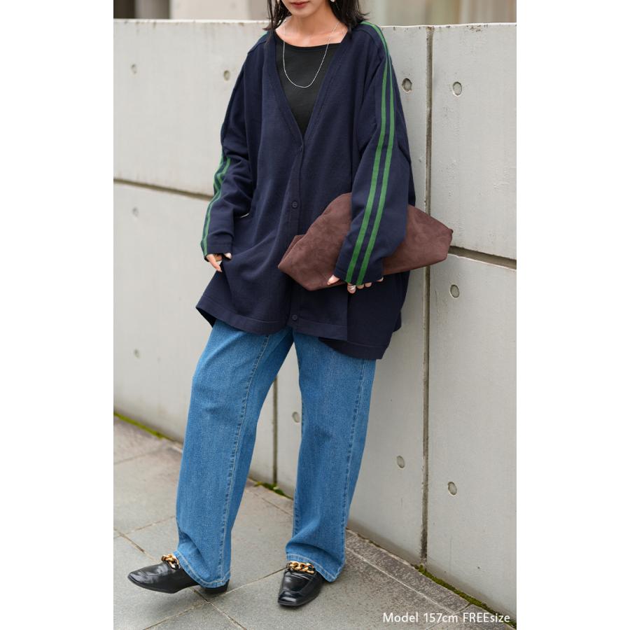 カーディガン ニット ライン ロング レディース カーデ トップス セーター オーバー プルオーバー ニットカーディガン 長袖 長い Vネック | HUG.U | 08