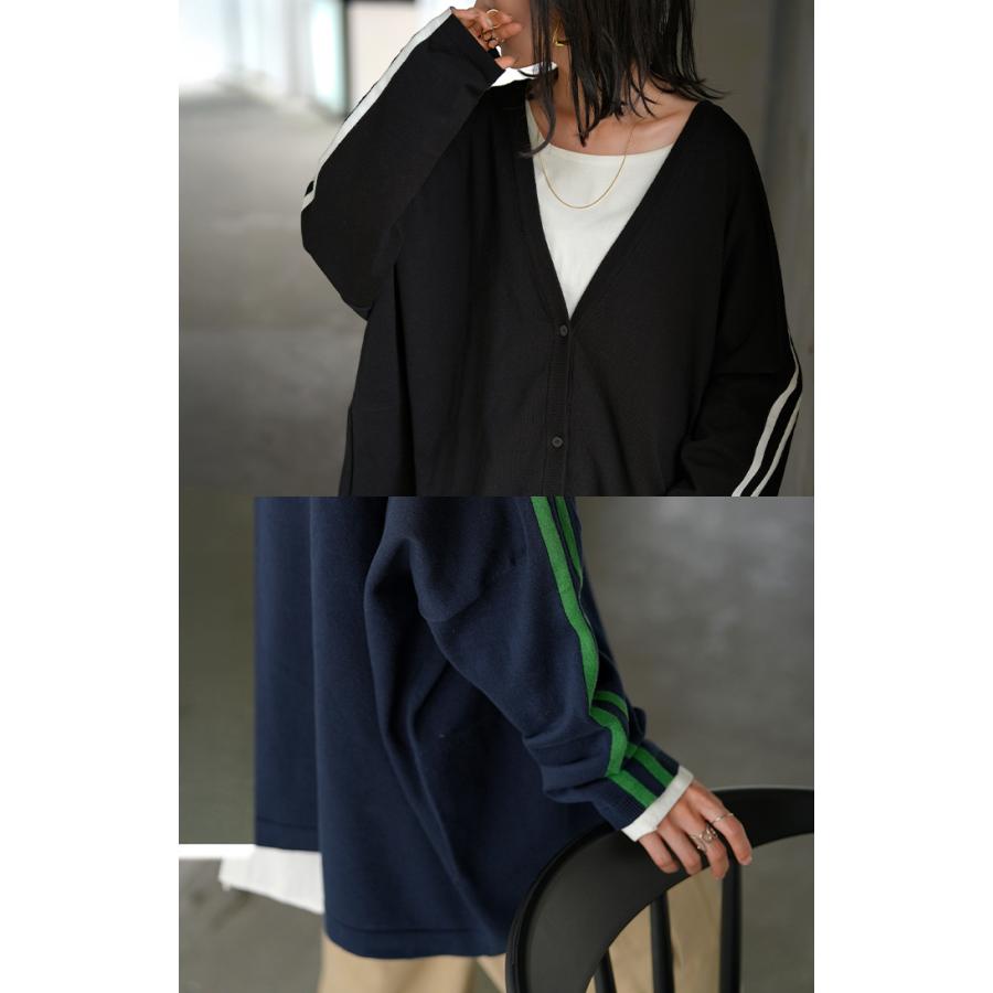 カーディガン ニット ライン ロング レディース カーデ トップス セーター オーバー プルオーバー ニットカーディガン 長袖 長い Vネック | HUG.U | 10