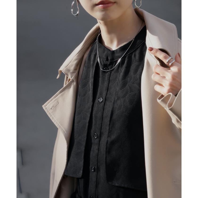 オールインワン ジャンプスーツ イージーケア レディース パンツ ロング ロングパンツ ジャガード シワになりにくい トレンチ クルーネック | HUG.U | 14