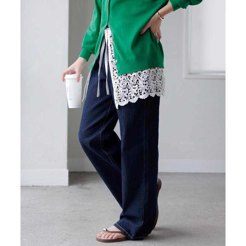 付け裾 レース レディース レイヤード つけ裾 お尻が隠れる ケミカルレース つけすそ 重ね着 スカラップ 刺繍 花柄 フラワー 透け感 腰回りカバー ウエストゴム | HUG.U | 17