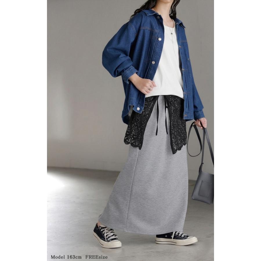 付け裾 レース レディース レイヤード つけ裾 お尻が隠れる ケミカルレース つけすそ 重ね着 スカラップ 刺繍 花柄 フラワー 透け感 腰回りカバー ウエストゴム | HUG.U | 05