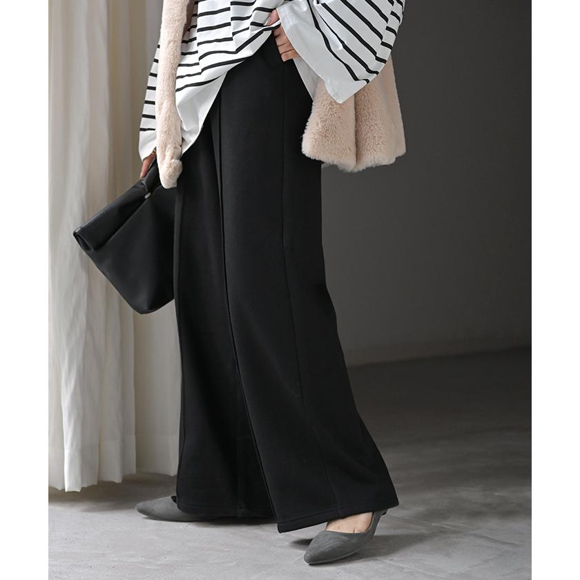 パンツ 特暖 裏シャギー ストレート ロング レディース ボトムス 選べる 2丈 ワイド ボトム 裏起毛パンツ ハイウエスト ズボン ずぼん | HUG.U | 15