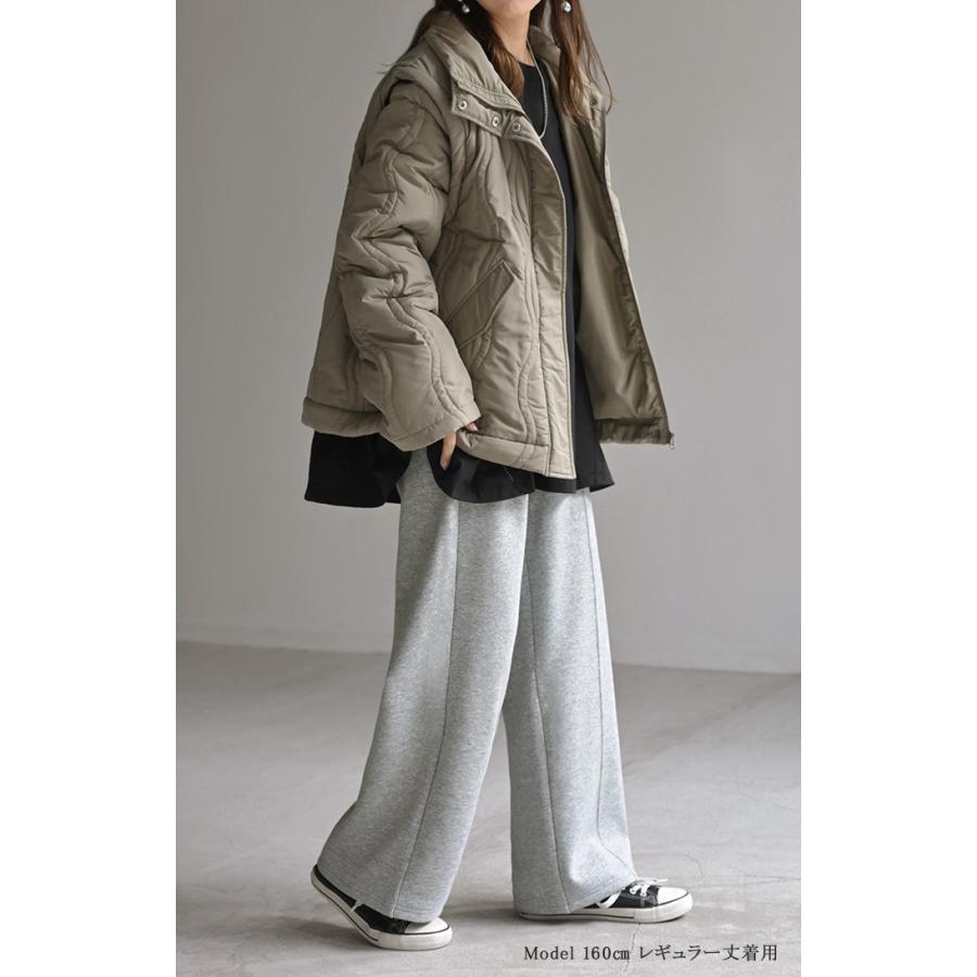 パンツ 特暖 裏シャギー ストレート ロング レディース ボトムス 選べる 2丈 ワイド ボトム 裏起毛パンツ ハイウエスト ズボン ずぼん | HUG.U | 22