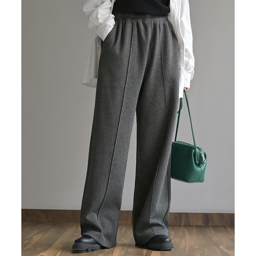 パンツ 特暖 裏シャギー ストレート ロング レディース ボトムス 選べる 2丈 ワイド ボトム 裏起毛パンツ ハイウエスト ズボン ずぼん | HUG.U | 07