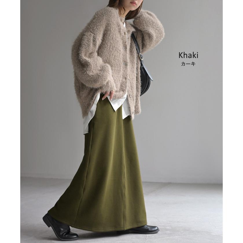 スカート 特暖 ロング 裏シャギー ストレート 刺繍 レディース ロングスカート ボトムス ボトム 裏起毛スカート マキシ マキシスカート | HUG.U | 17