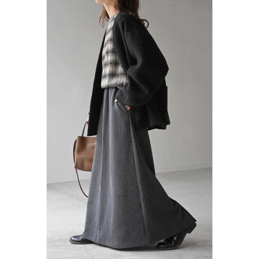 スカート 特暖 ロング 裏シャギー ストレート 刺繍 レディース ロングスカート ボトムス ボトム 裏起毛スカート マキシ マキシスカート | HUG.U | 19