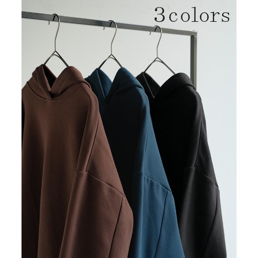 スウェット 特暖 裏シャギー パーカー レディース トップス ロング トレーナー フード フーディー プルオーバー 無地 長袖 ボリュームスリーブ リブ | HUG.U | 12