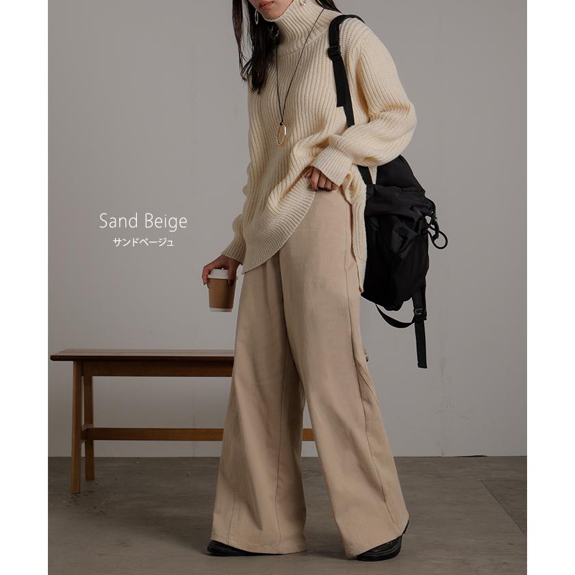 パンツ ワイド レディース 選べる 丈 バギー ワイドパンツ 綿 混 ロング ロングパンツ チノパン 体型カバー ボトムス ボトム ストレート ズボン ゆったり | HUG.U | 17
