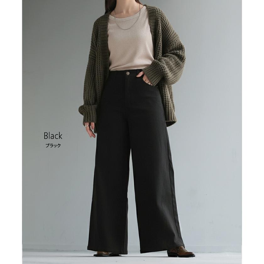 パンツ ワイド レディース 選べる 丈 バギー ワイドパンツ 綿 混 ロング ロングパンツ チノパン 体型カバー ボトムス ボトム ストレート ズボン ゆったり | HUG.U | 24