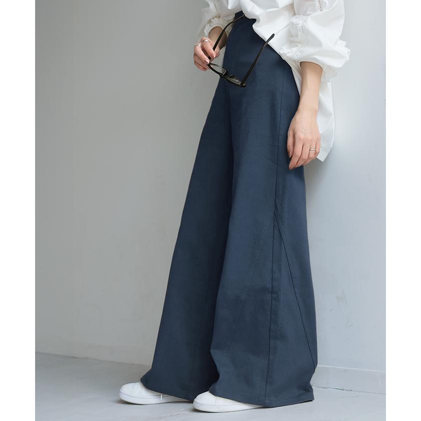 パンツ ワイド レディース 選べる 丈 バギー ワイドパンツ 綿 混 ロング ロングパンツ チノパン 体型カバー ボトムス ボトム ストレート ズボン ゆったり | HUG.U | 09