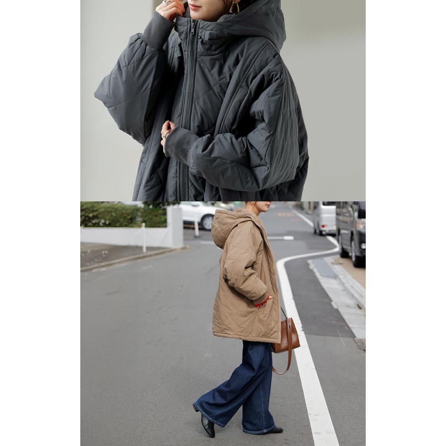 アウター 中綿 キルティング 撥水 裏 ファー レディース ロング ロングコート パーカー ジャケット ブルゾン オーバー コート ミリタリー | HUG.U | 19