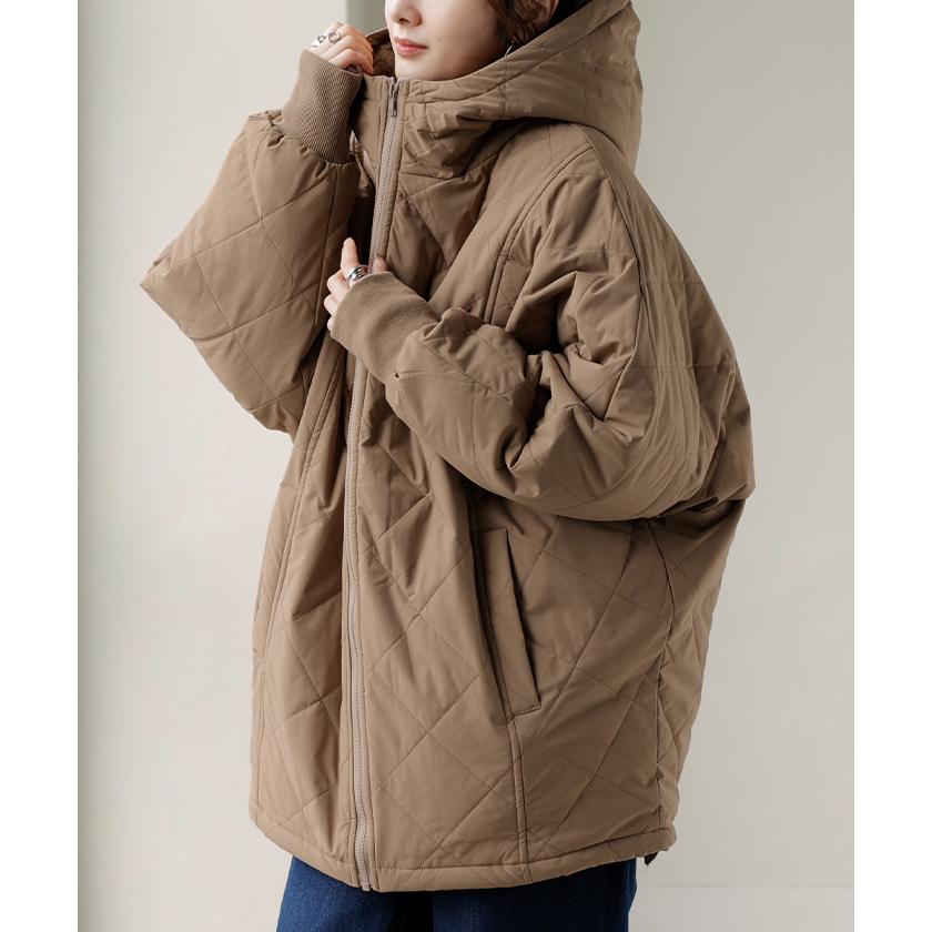 アウター 中綿 キルティング 撥水 裏 ファー レディース ロング ロングコート パーカー ジャケット ブルゾン オーバー コート ミリタリー | HUG.U | 08