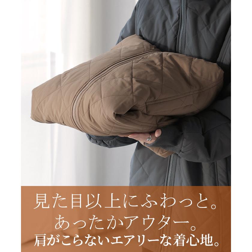 アウター 中綿 キルティング 撥水 裏 ファー レディース ロング ロングコート パーカー ジャケット ブルゾン オーバー コート ミリタリー | HUG.U | 09