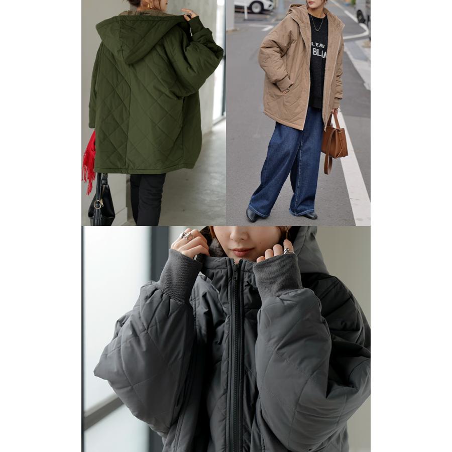 アウター 中綿 キルティング 撥水 裏 ファー レディース ロング ロングコート パーカー ジャケット ブルゾン オーバー コート ミリタリー | HUG.U | 11