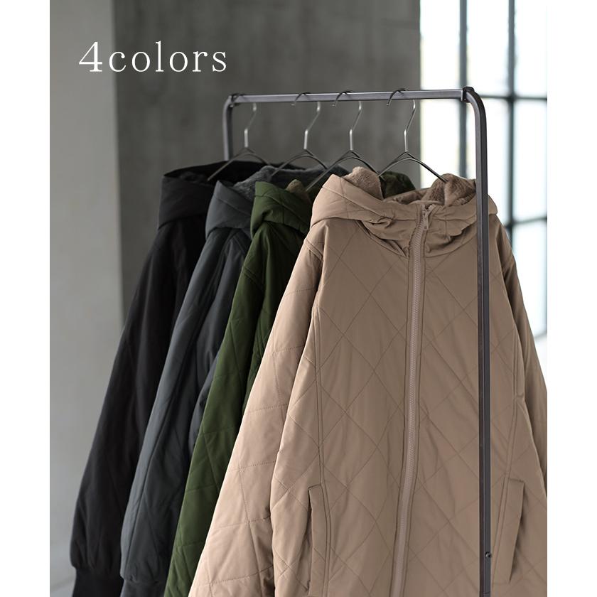 アウター 中綿 キルティング 撥水 裏 ファー レディース ロング ロングコート パーカー ジャケット ブルゾン オーバー コート ミリタリー | HUG.U | 12