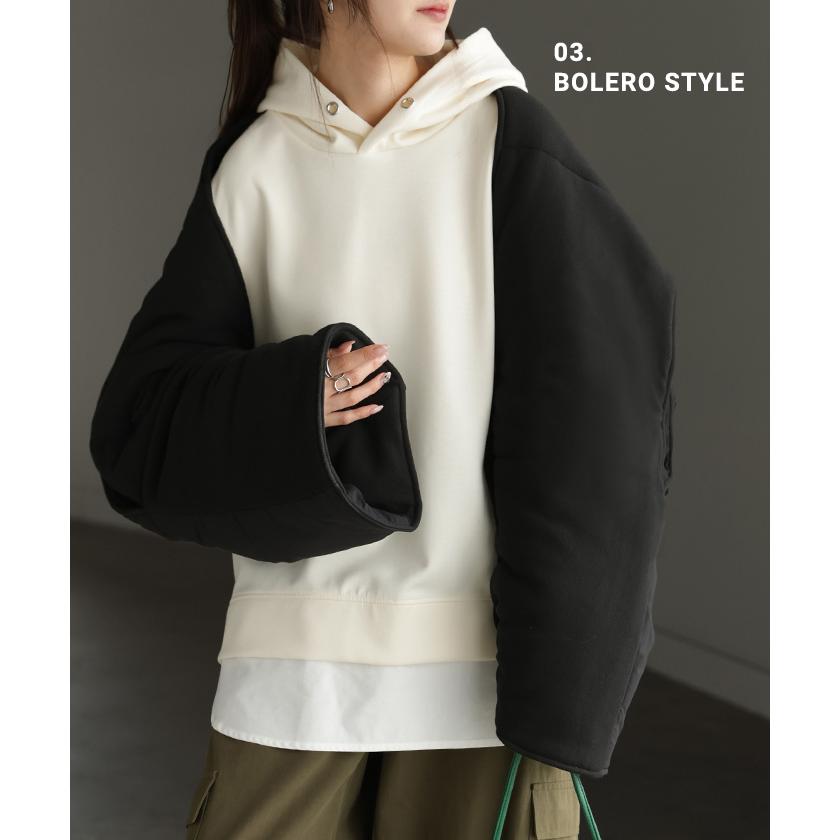 ベスト 着るマフラー ボレロ レディース ロング 3WAY アウター ジャケット ショール リバーシブル フリース 中綿 大判 ブランケット 前開き 羽織 | HUG.U | 14