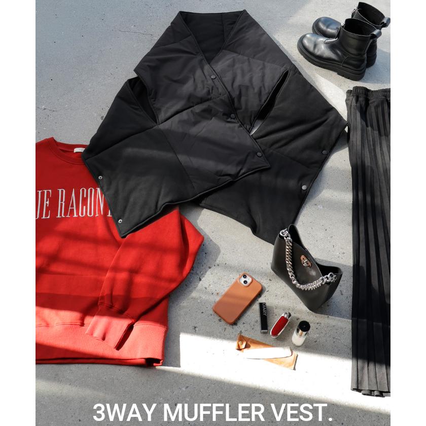 ベスト 着るマフラー ボレロ レディース ロング 3WAY アウター ジャケット ショール リバーシブル フリース 中綿 大判 ブランケット 前開き 羽織 | HUG.U | 18