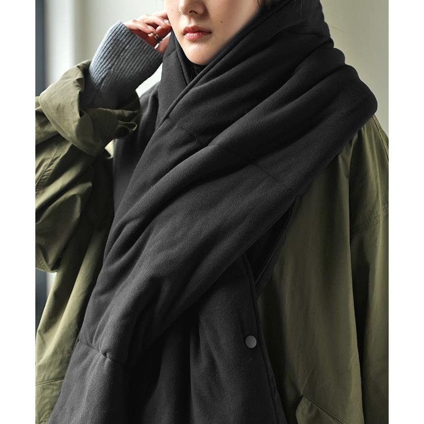 ベスト 着るマフラー ボレロ レディース ロング 3WAY アウター ジャケット ショール リバーシブル フリース 中綿 大判 ブランケット 前開き 羽織 | HUG.U | 05