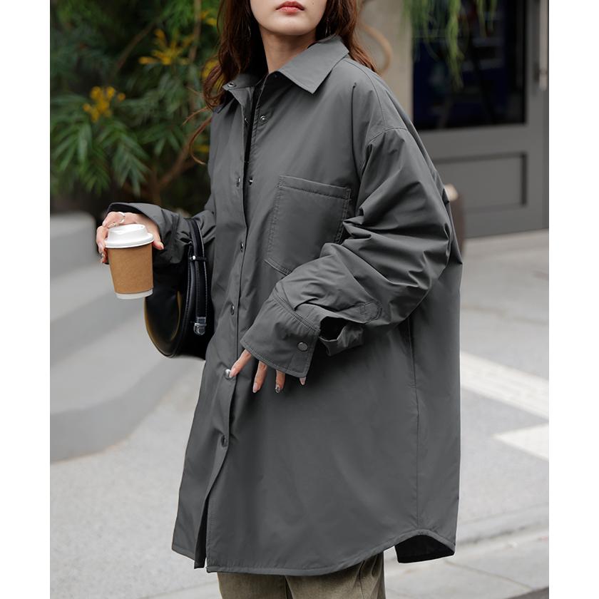 アウター ジャケット 中綿 撥水 レディース トップス シャツジャケット コート ブルゾン オーバー ミリタリー あったか あったかアウター 軽量 羽織 保温 | HUG.U | 21