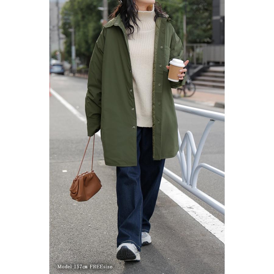 アウター ジャケット 中綿 撥水 レディース トップス シャツジャケット コート ブルゾン オーバー ミリタリー あったか あったかアウター 軽量 羽織 保温 | HUG.U | 22