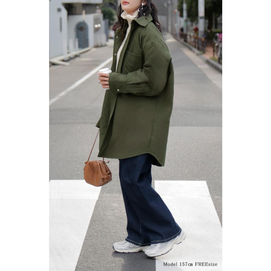アウター ジャケット 中綿 撥水 レディース トップス シャツジャケット コート ブルゾン オーバー ミリタリー あったか あったかアウター 軽量 羽織 保温 | HUG.U | 06