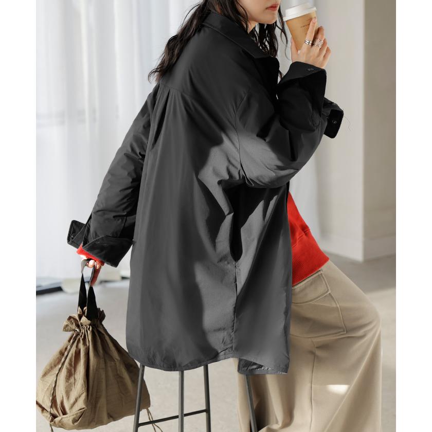 アウター ジャケット 中綿 撥水 レディース トップス シャツジャケット コート ブルゾン オーバー ミリタリー あったか あったかアウター 軽量 羽織 保温 | HUG.U | 08