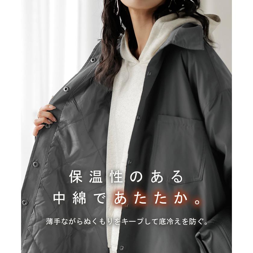 アウター ジャケット 中綿 撥水 レディース トップス シャツジャケット コート ブルゾン オーバー ミリタリー あったか あったかアウター 軽量 羽織 保温 | HUG.U | 09